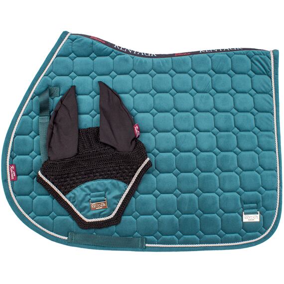 Podkładka pod siodło KENTAUR Aksamitna z nausznikami, uniwersalna, ciemnozielona