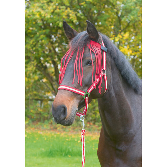 Naczółek z frędzlami przeciw owadom nylonowy czerwony