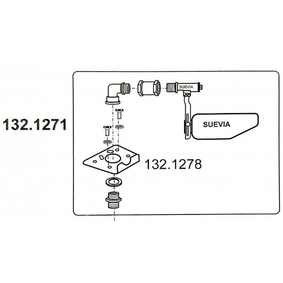 Zawór z płytką montażową do poideł Mod. 630, 640, 850, 860