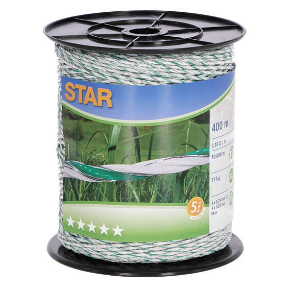 Linka do elektrycznego ogrodzenia STAR 400 m biała/zielona