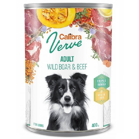 Calibra Dog Verve karma w puszce GP Adult Wild Boar&Beef 400g