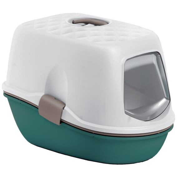 Toaleta dla kotów FURBA 59 x 39 x 42 cm, szaro-turkusowa
