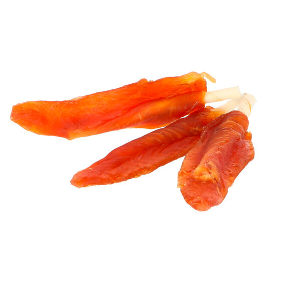 Suszone mięso z kurczaka na patyku wapniowym - przysmak dla psów, 100g