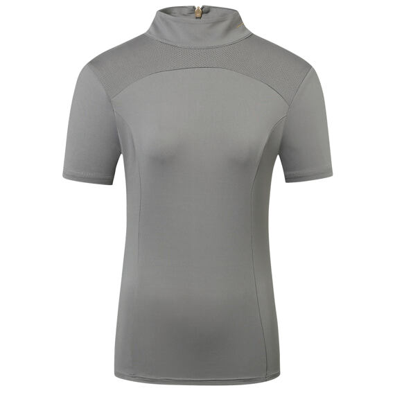 T-shirt damski ze stójką Covalliero S/S 2023, szary