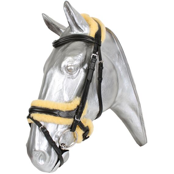 Ogłowie skórzane anatomiczne KenTaur z barankiem, czarne