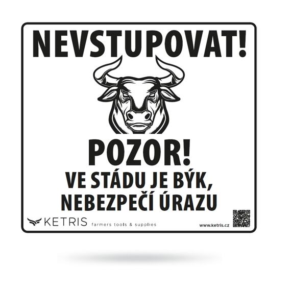 Znak ostrzegawczy "UWAGA! BULL" 21x19cm