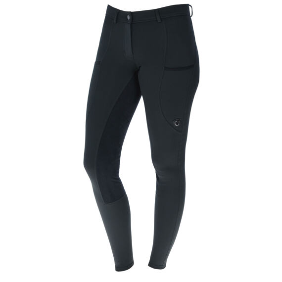 Damskie bryczesy jeździeckie z skórzanym lejem Covalliero A/W 2023, czarne