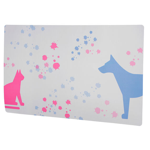 Podkładka pod miski, 35 x 55 cm, niebieska/różowa/biała