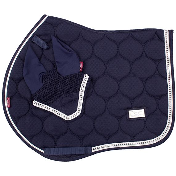 Czaprak + nauszniki KENTAUR JQ z kamyczkami, niebieski, roz. Pony