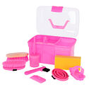 Skrzynka na przybory do czyszczenia, 8-częściowa, różowa